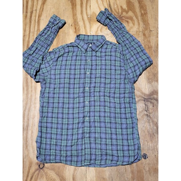 Alex Mill Button-down Collar Checkered Cotton Gauze Men L @j3 Multicolor - Picture 2 of 7